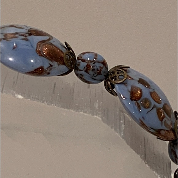 Blended Blue and Sparkly Brown Beaded Necklace - Picture 9 of 11